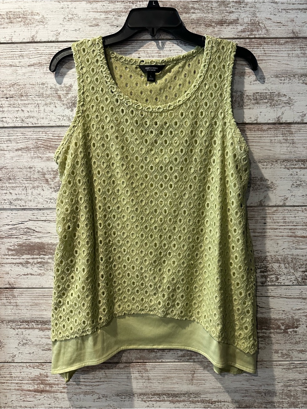 Croft & Barrow Light Green Lace Tank Top
